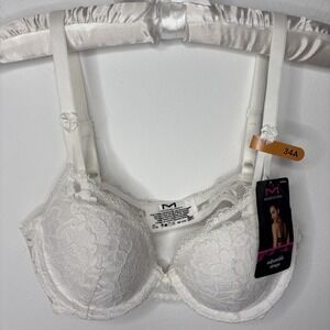 Maidenform NWT Bra Lace Demi Coverage White DM9601 Size 34A Lightly Lined Cups